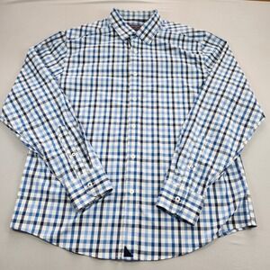 UNTUCKit Shirt Mens L Blue Check Button Up Nylon Spandex Performance Stretch